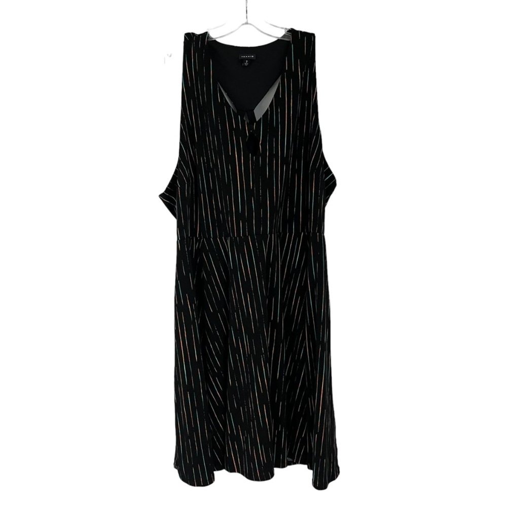 Torrid Black Multi-Color Printed Sleeveless Keyhole Cutout Dress 3 3X
